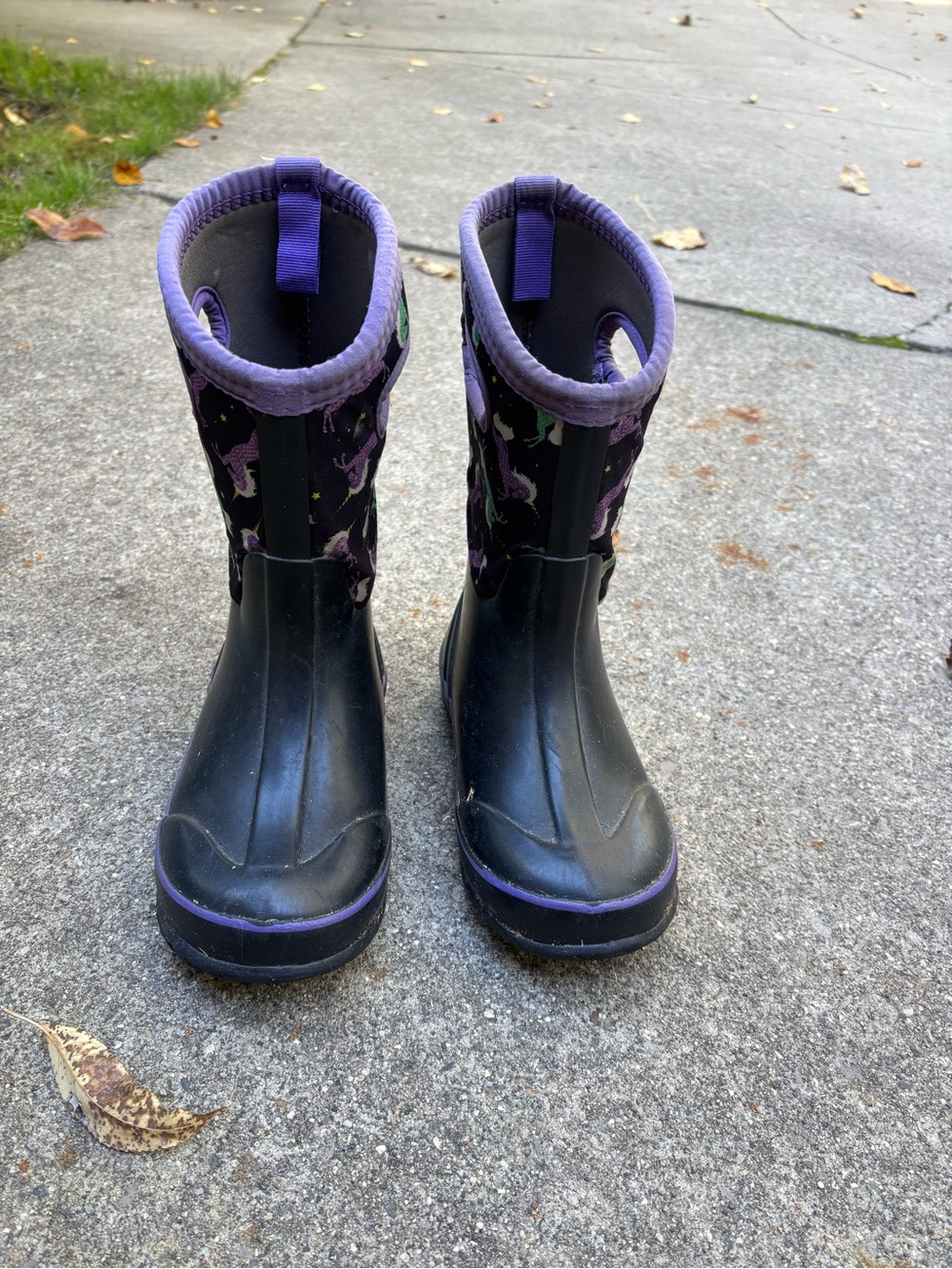 Bog Boots - Black and Purple Kids Unicorn Boots